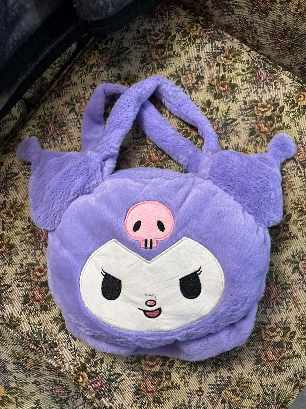 Purple Plush Character Crossbody Bag